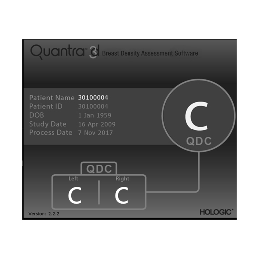 Hologic Quantra™ technologie op witte achtergrond