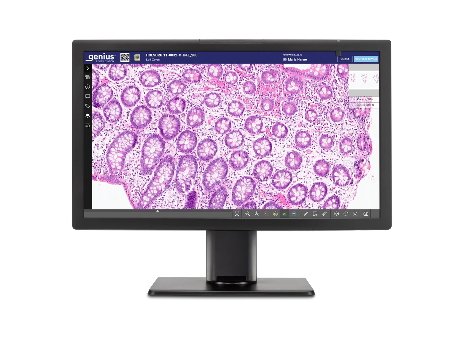 Genius-beoordelingsstation op witte achtergrond