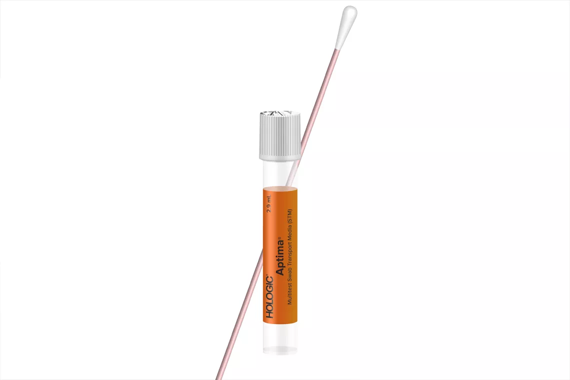 Aptima® Multitest Swab afnamekit op witte achtergrond