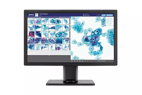 Genius-beoordelingsstation op witte achtergrond